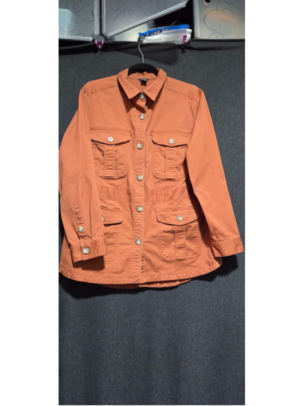 MENS EDDY BAUER UTILITY SHIRT/COAT SZ MED ORANGE